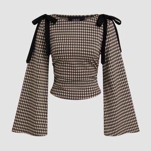 Cider Gingham Long Sleeve Top